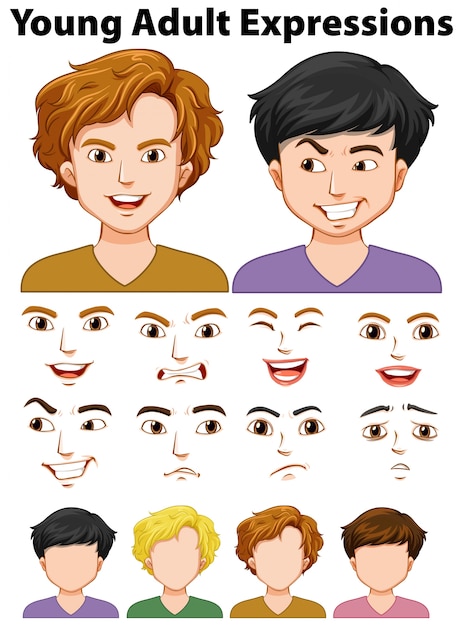 若い人の表情が異なる表情