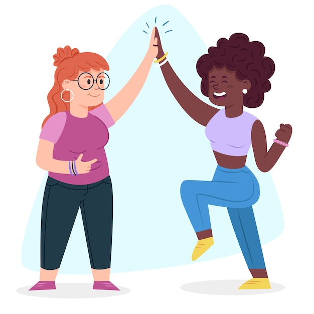 Free vector young people giving high five pack