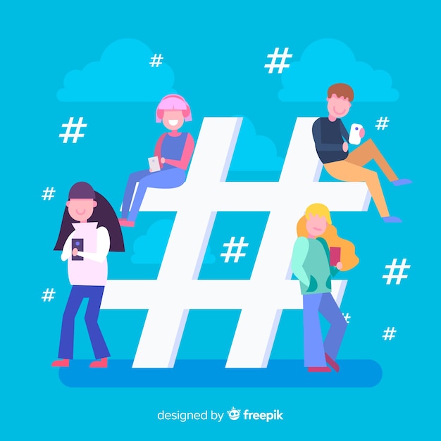 Free vector young people hashtag concept background