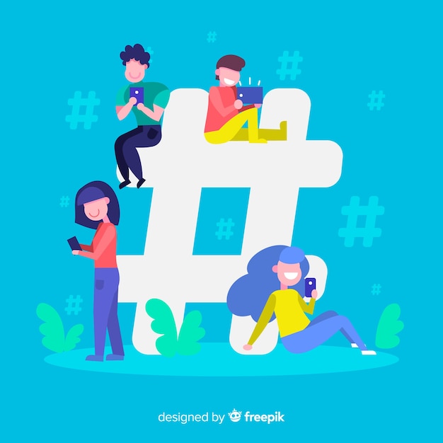 Young people hashtag concept background