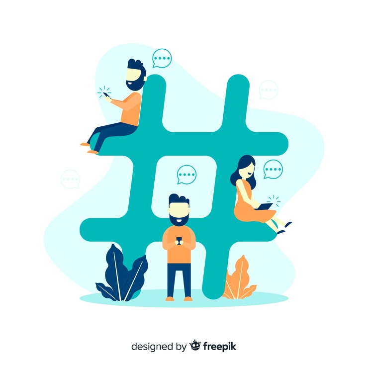 Free Vector young people hashtag concept background