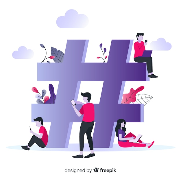 Young people hashtag concept background