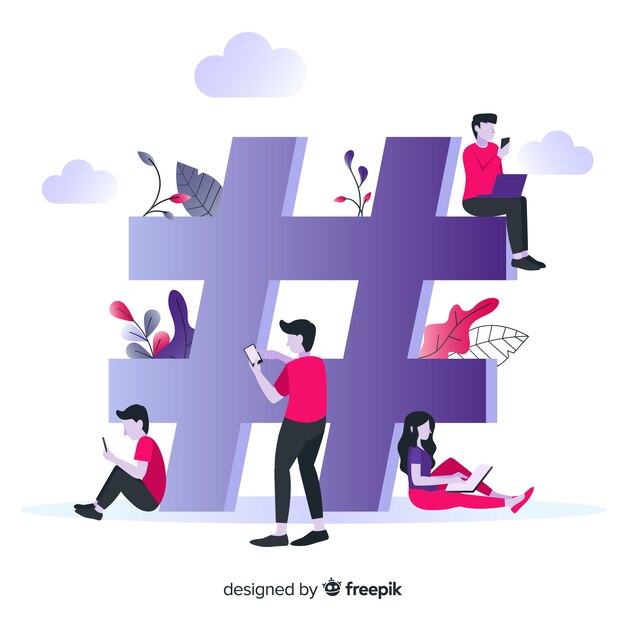 Young people hashtag concept background