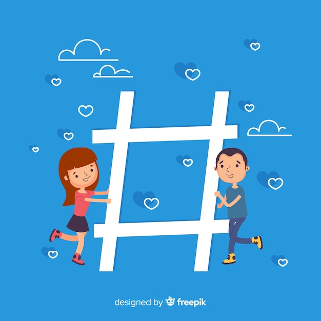 Young people hashtag symbol background