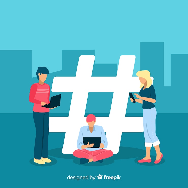 Free Vector young people hashtag symbol background