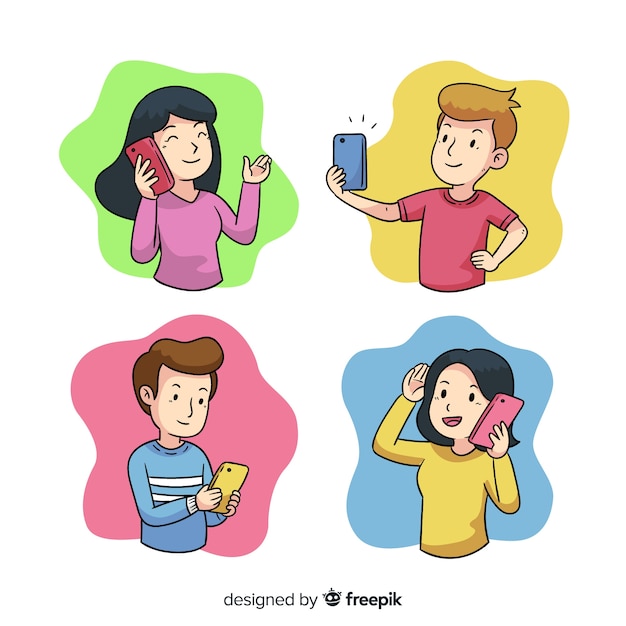 Young people holding smartphones