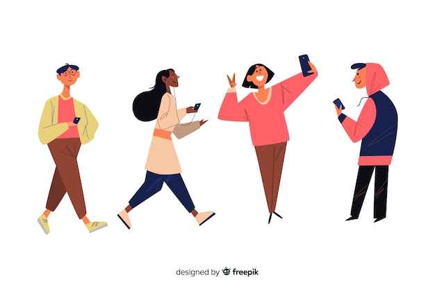 young people holding smartphones