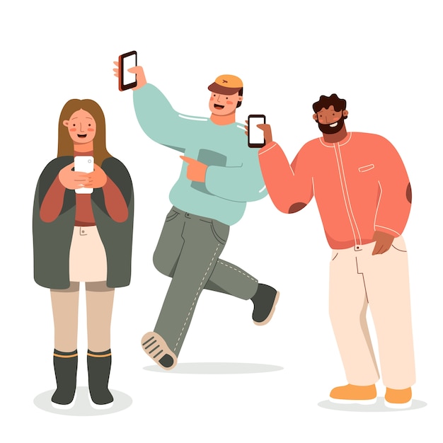 Young people holding their phones