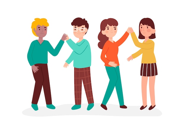 Free vector young people illustration giving high five set