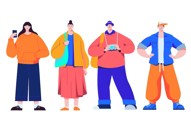 무료 Vector 흰색 배경에 고립 된 젊은 사람들