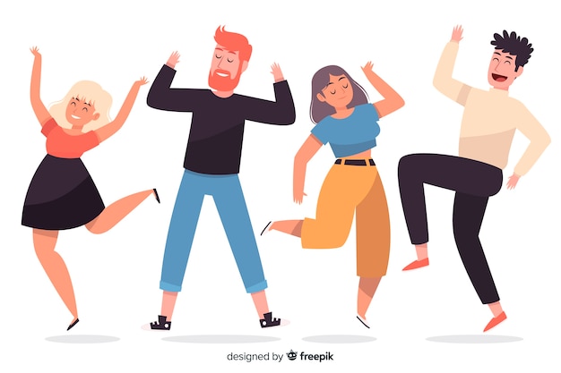 Free vector young people jumping in the air