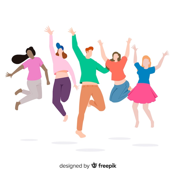 Free Vector young people jumping on white background