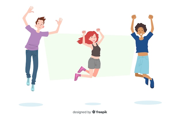 Free vector young people jumping