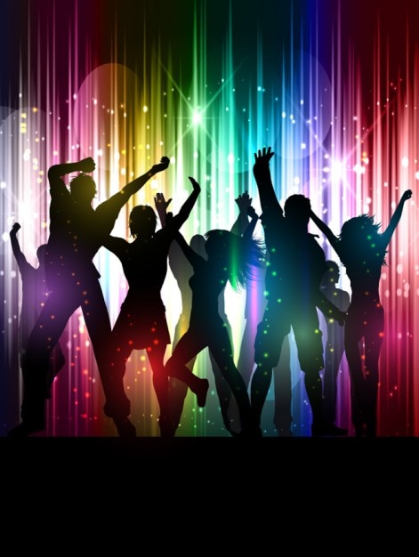 Free vector young people party outlines on a abstract background