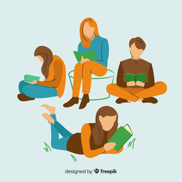 Young people reading and relaxing