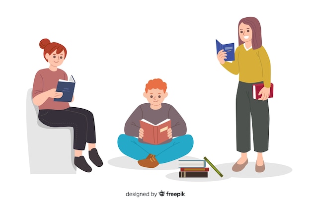 Young people reading together 