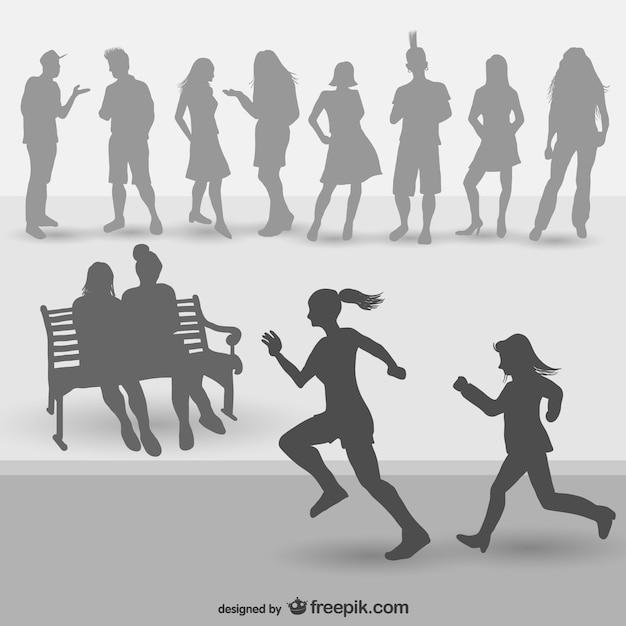 Free vector young people silhouettes