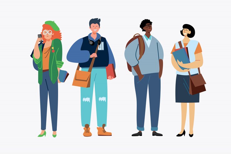 Free Vector young people standing set