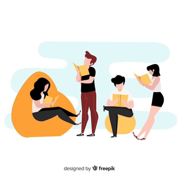 Free Vector young people studying together