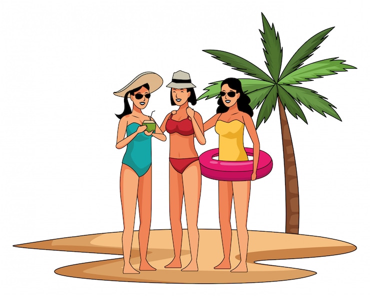 Free Vector young people and summer cartoons