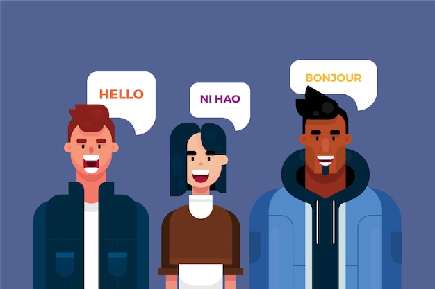 Young people talking in different languages