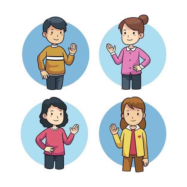 젊은 이들이 손을 흔들며 컬렉션