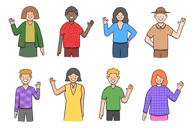 Free Vector young people waving hand