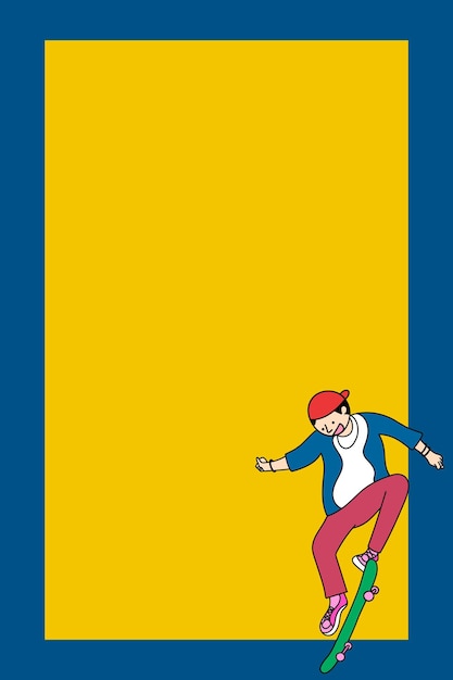 Free vector young skateboarder character on two tone background vector