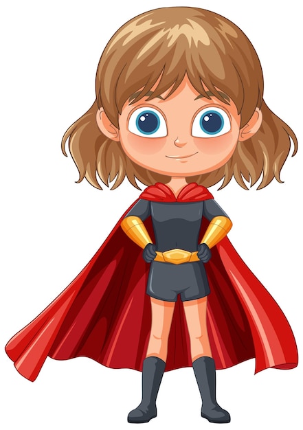 Free vector young superhero girl in red cape