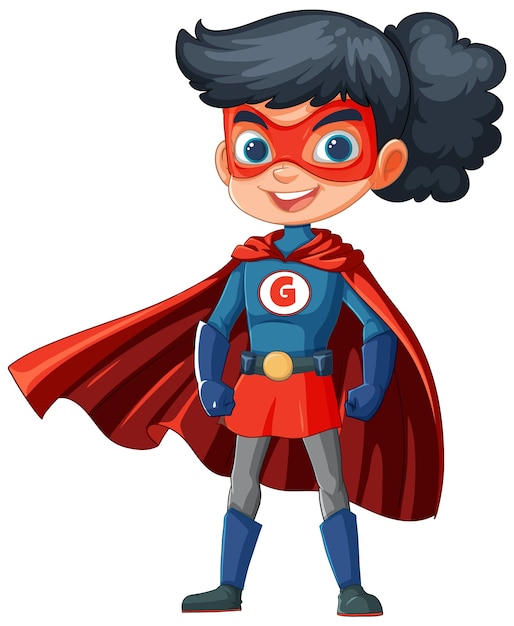 Free vector young superhero girl in vibrant costume