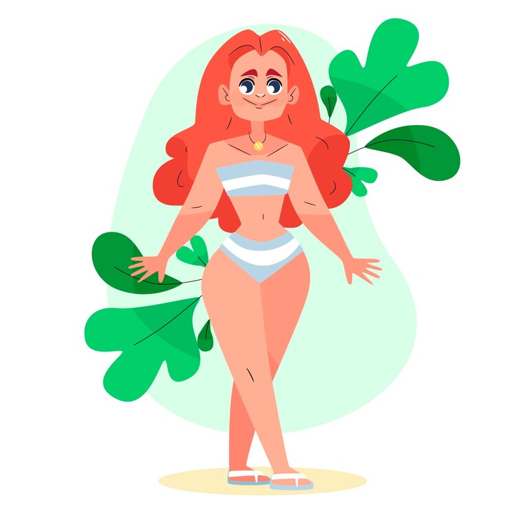 Free Vector young woman in bikini illustration