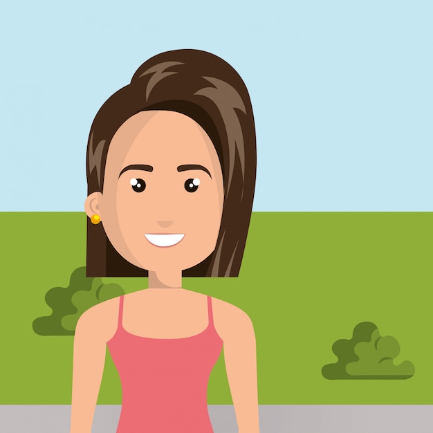 Free vector young woman in the camp character scene