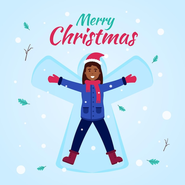 Free vector young woman doing a snow angel