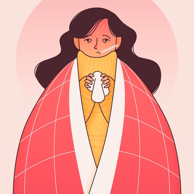 Free vector young woman having a cold