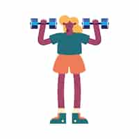 Free vector young woman lifting dumbbells