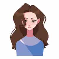 Free vector young woman long hair brunette icon isolated