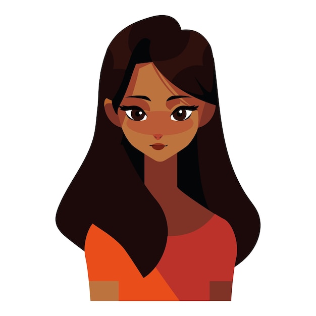 Бесплатное векторное изображение Иконка молодой женщины с длинными волосами