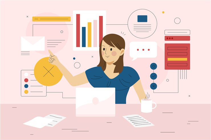 Free Vector young woman multitasking concept