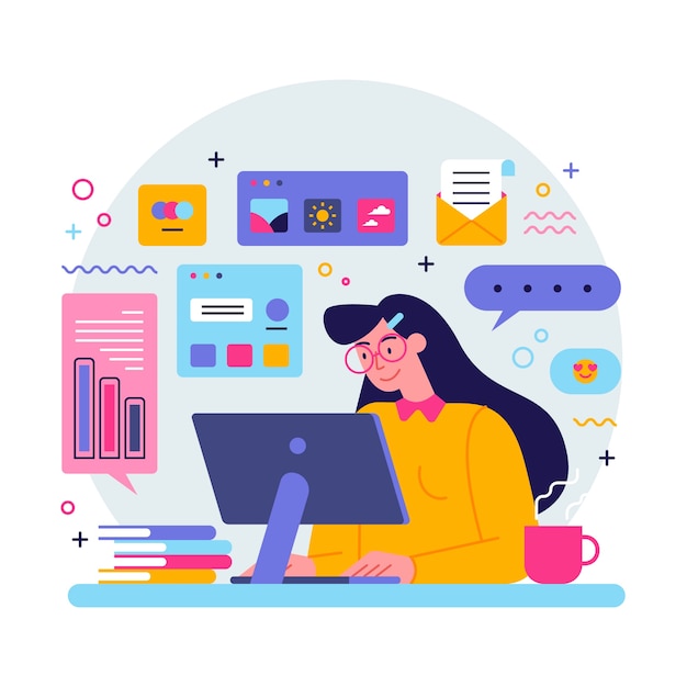 Free vector young woman multitasking concept