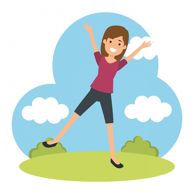 Free vector young woman practicing sport in the park