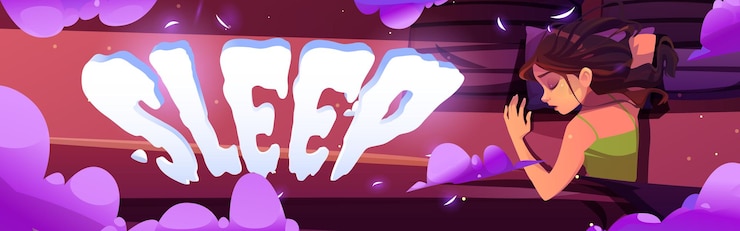 Free Vector young woman sleep cartoon banner