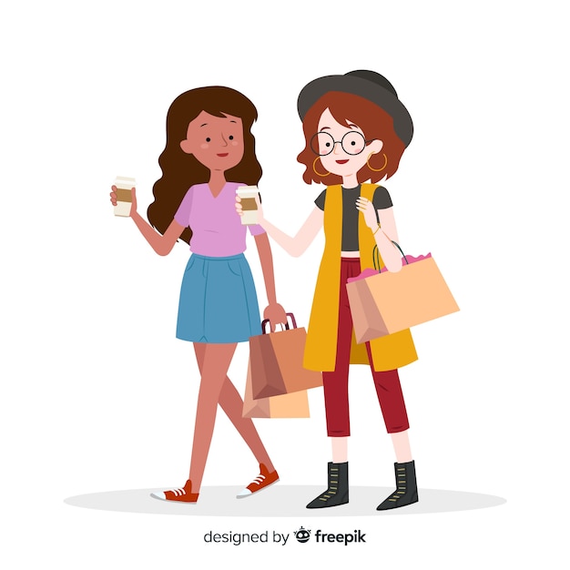 Free vector young woman spending time together