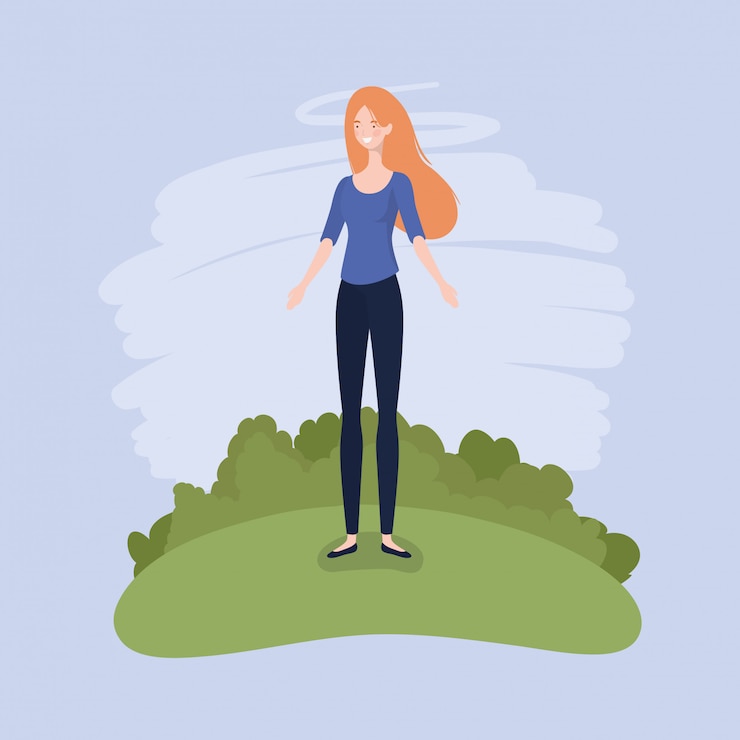 Free Vector young woman standing in the camp