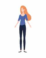 Free vector young woman standing on white