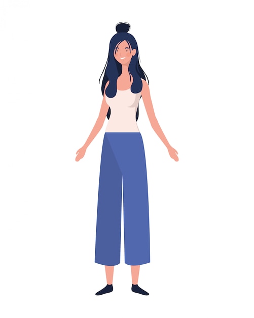 Free vector young woman standing on white