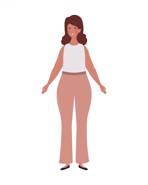 Free vector young woman standing on white