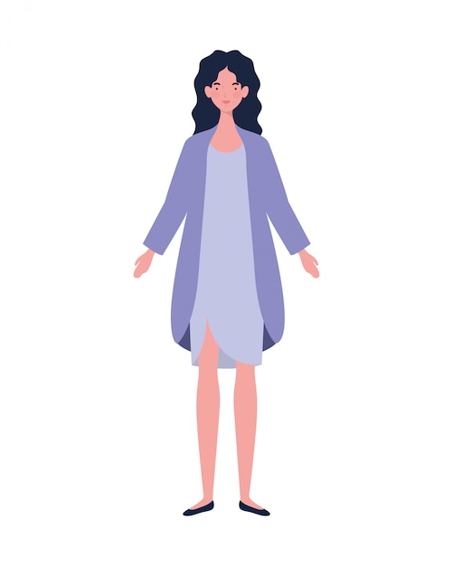 Free vector young woman standing on white