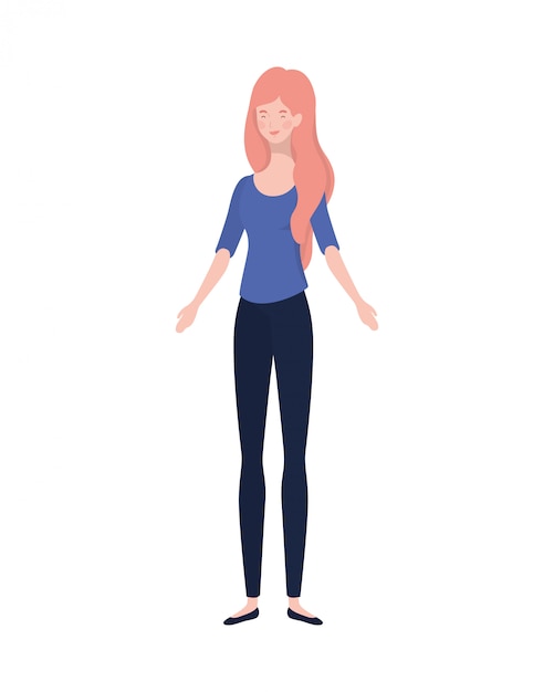 Free vector young woman standing on white