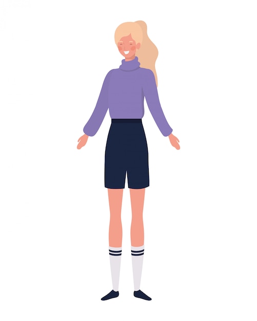 Free vector young woman standing on white