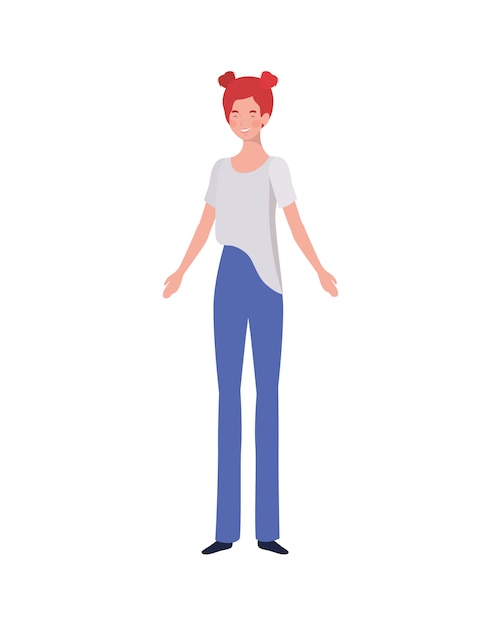 Free vector young woman standing on white